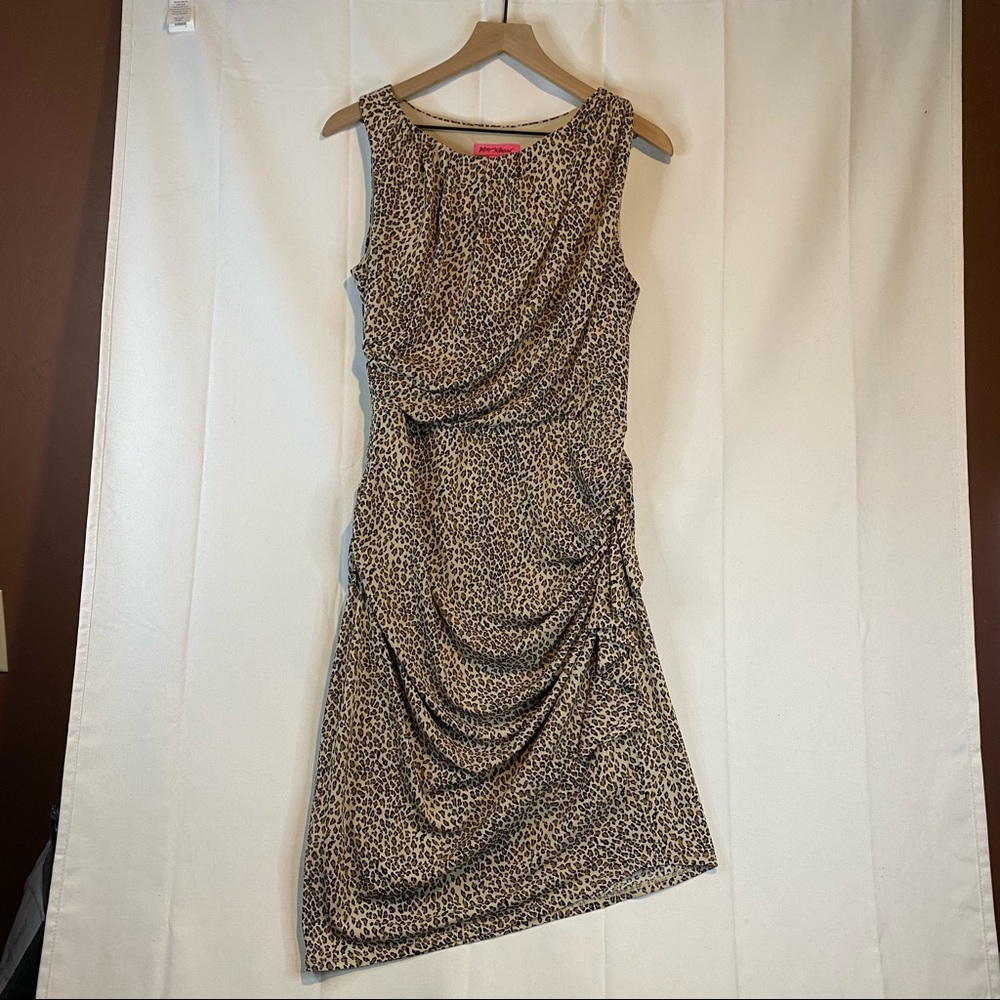 BETSEY JOHNSON Women’s Size 12 Dress Animal Leopard Stretch Sleeveless Lined - Picture 2 of 13
